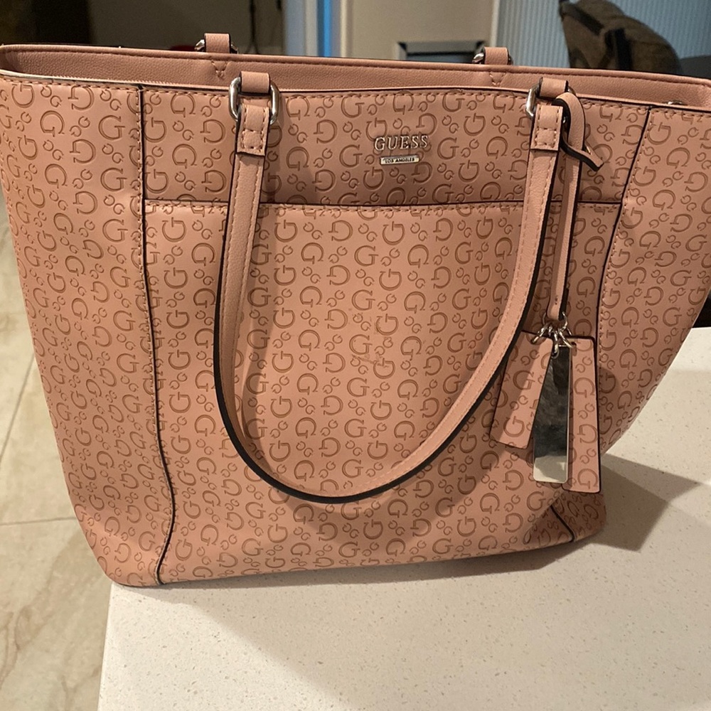 Guess pink leather tote purse
